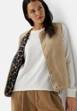 Damen Camel Active Jacken & Westen^Fleece-Weste mit Knopfverschluss