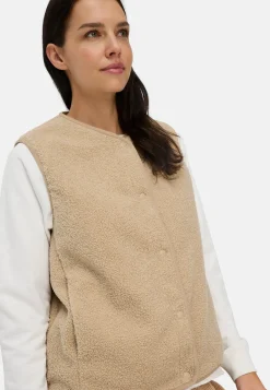 Damen Camel Active Jacken & Westen^Fleece-Weste mit Knopfverschluss