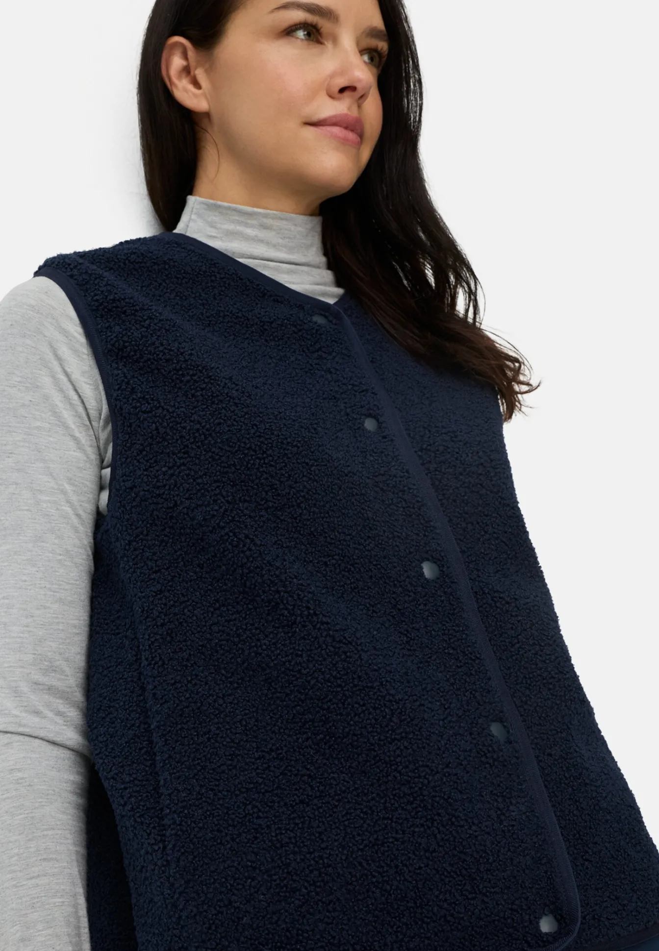 Damen Camel Active Jacken & Westen^Fleece-Weste mit Knopfverschluss