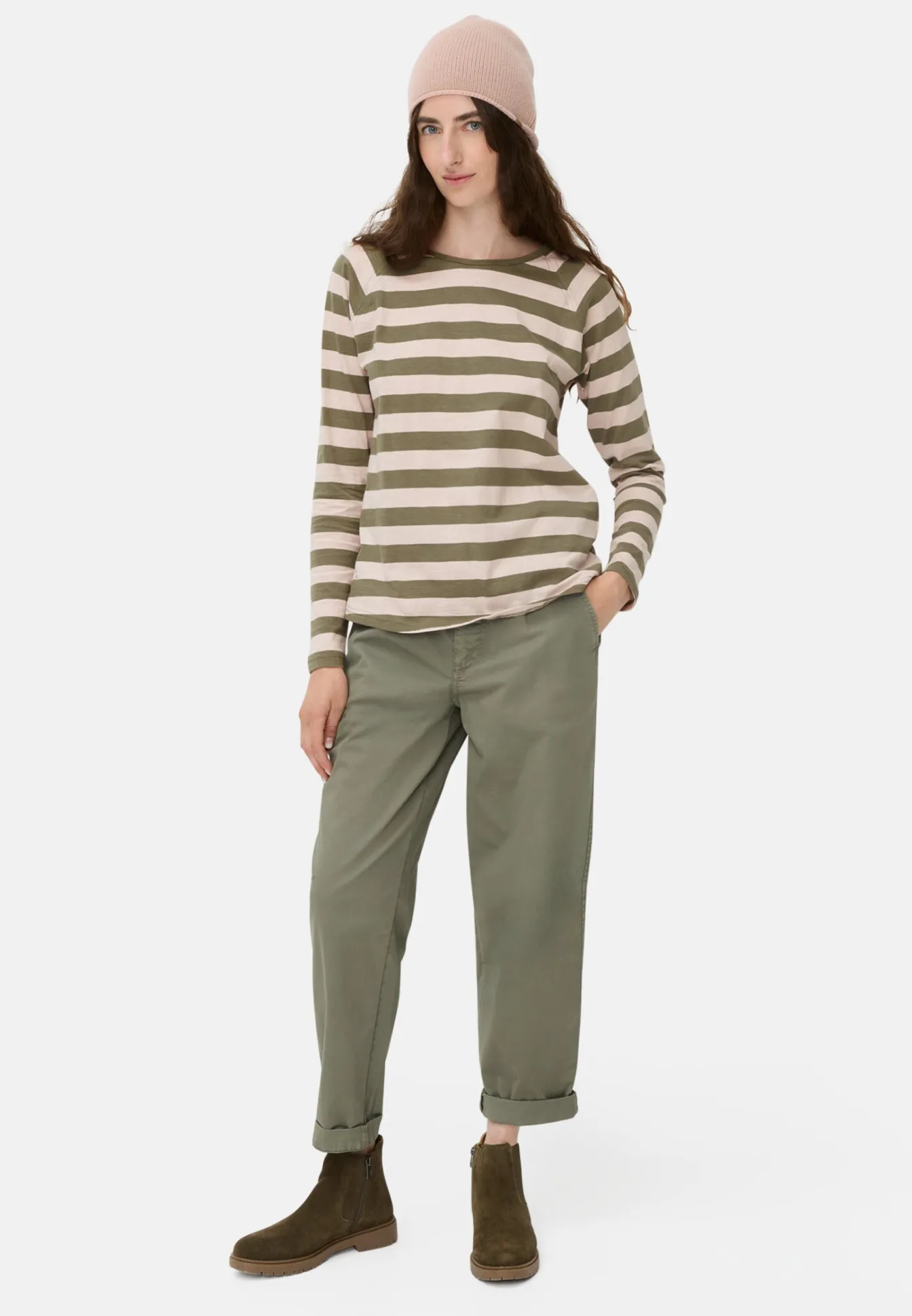 Damen Camel Active T-Shirts & Polos^Gestreiftes Langarmshirt mit Raglanärmeln