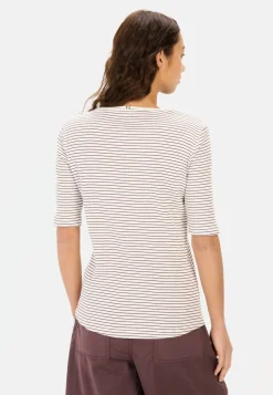 Damen Camel Active T-Shirts & Polos^Gestreiftes Rundhals T-Shirt aus reiner Baumwolle