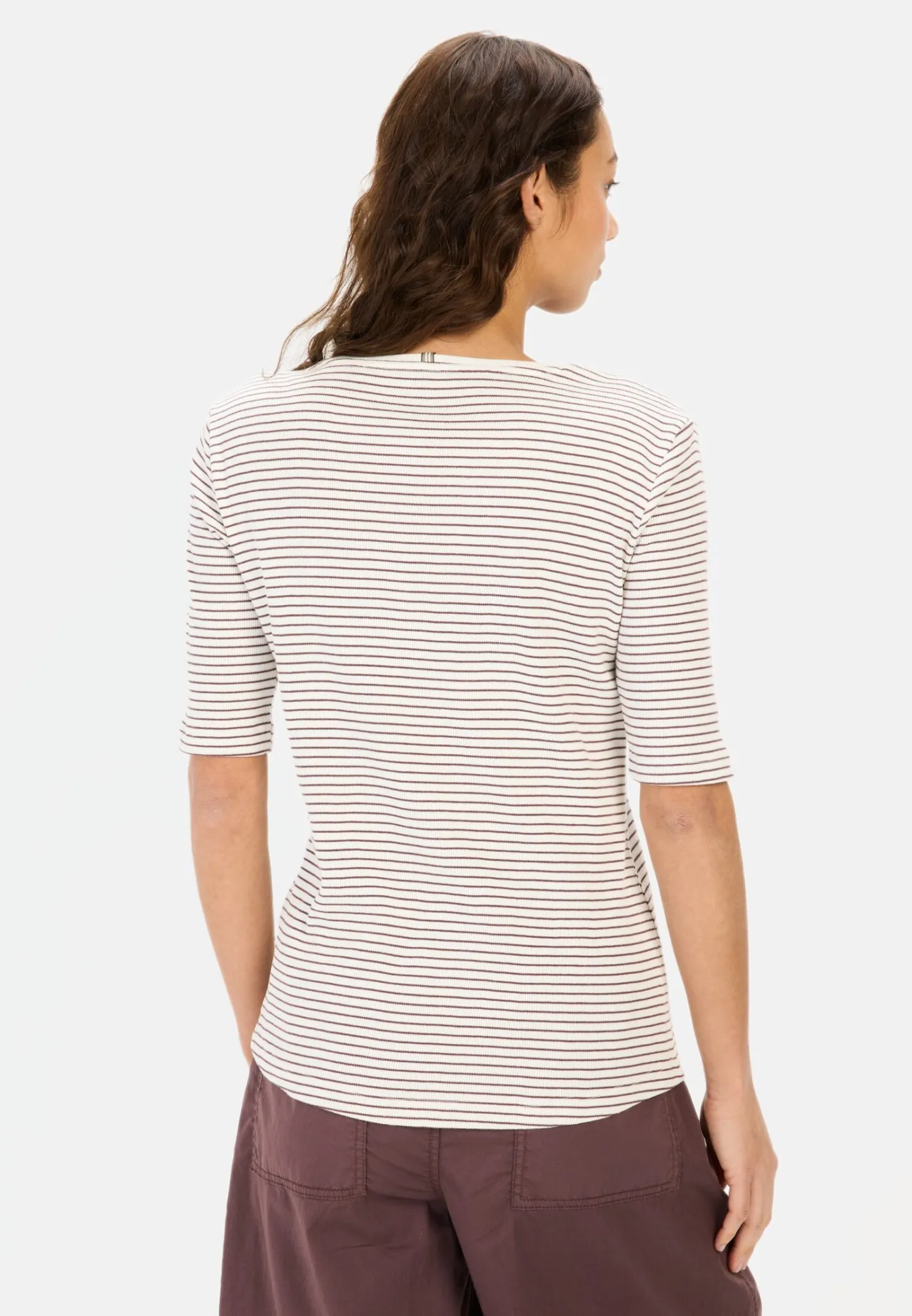 Damen Camel Active T-Shirts & Polos^Gestreiftes Rundhals T-Shirt aus reiner Baumwolle
