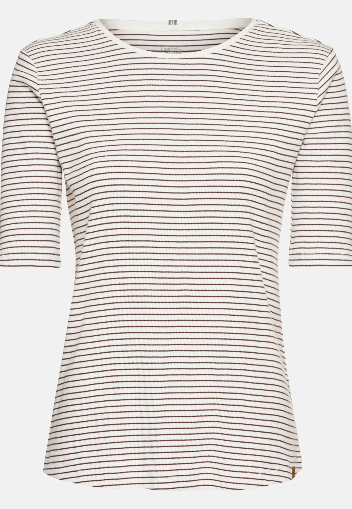Damen Camel Active T-Shirts & Polos^Gestreiftes Rundhals T-Shirt aus reiner Baumwolle
