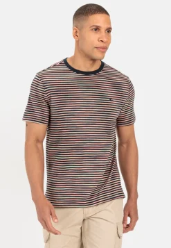 Herren Camel Active T-Shirts & Polos^Gestreiftes Rundhals T-Shirt aus reiner Baumwolle