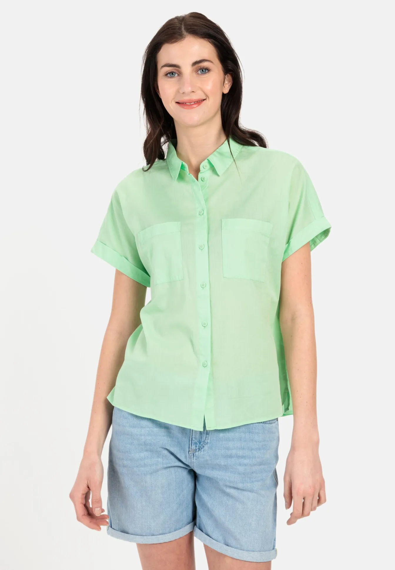 Damen Camel Active Blusen^Halbarm Bluse aus einem Baumwoll-Twill