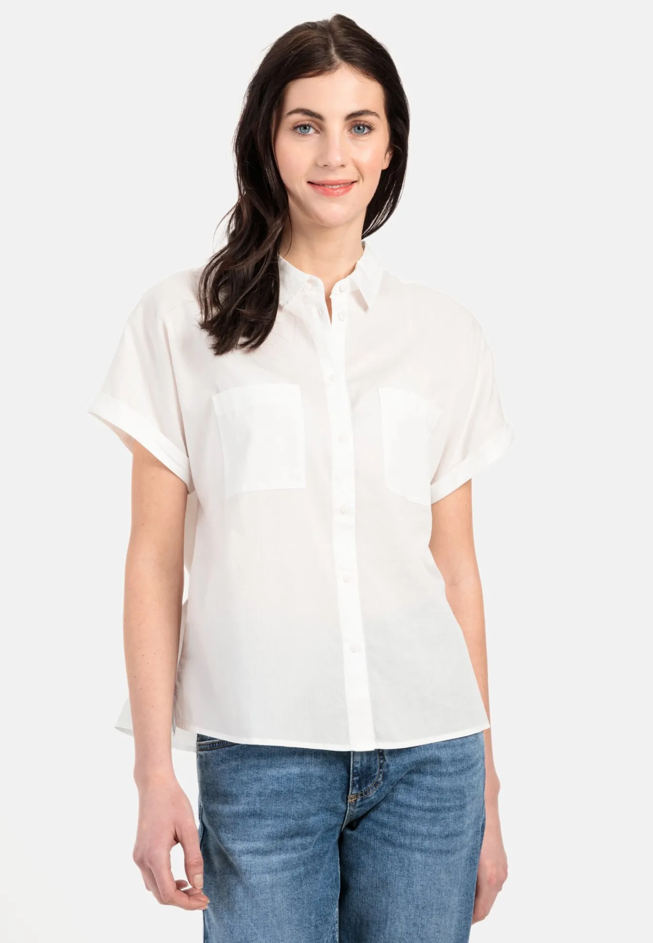 Damen Camel Active Blusen^Halbarm Bluse aus einem Baumwoll-Twill