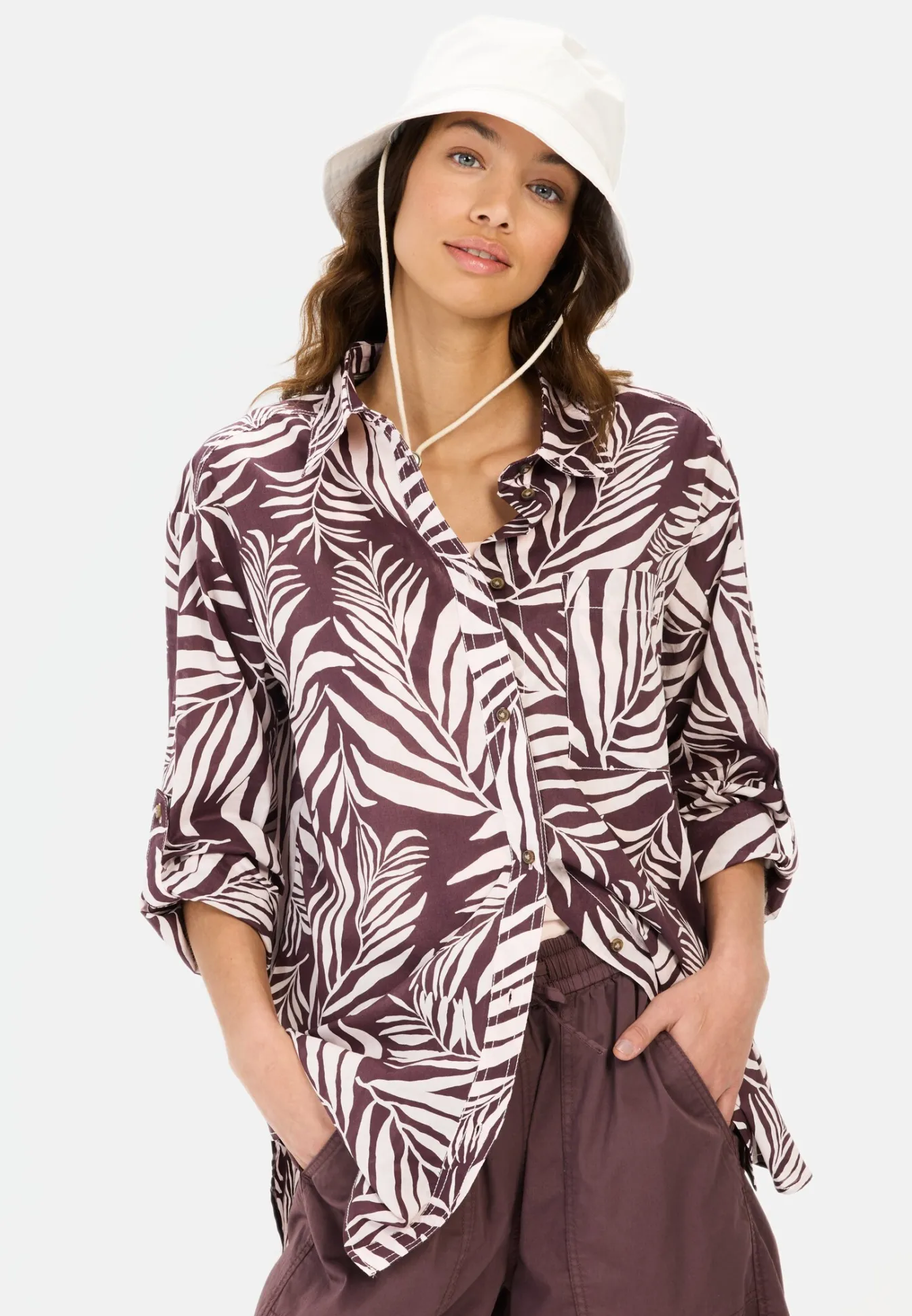 Damen Camel Active Blusen^Hemdbluse mit Blumenprint aus Baumwolle