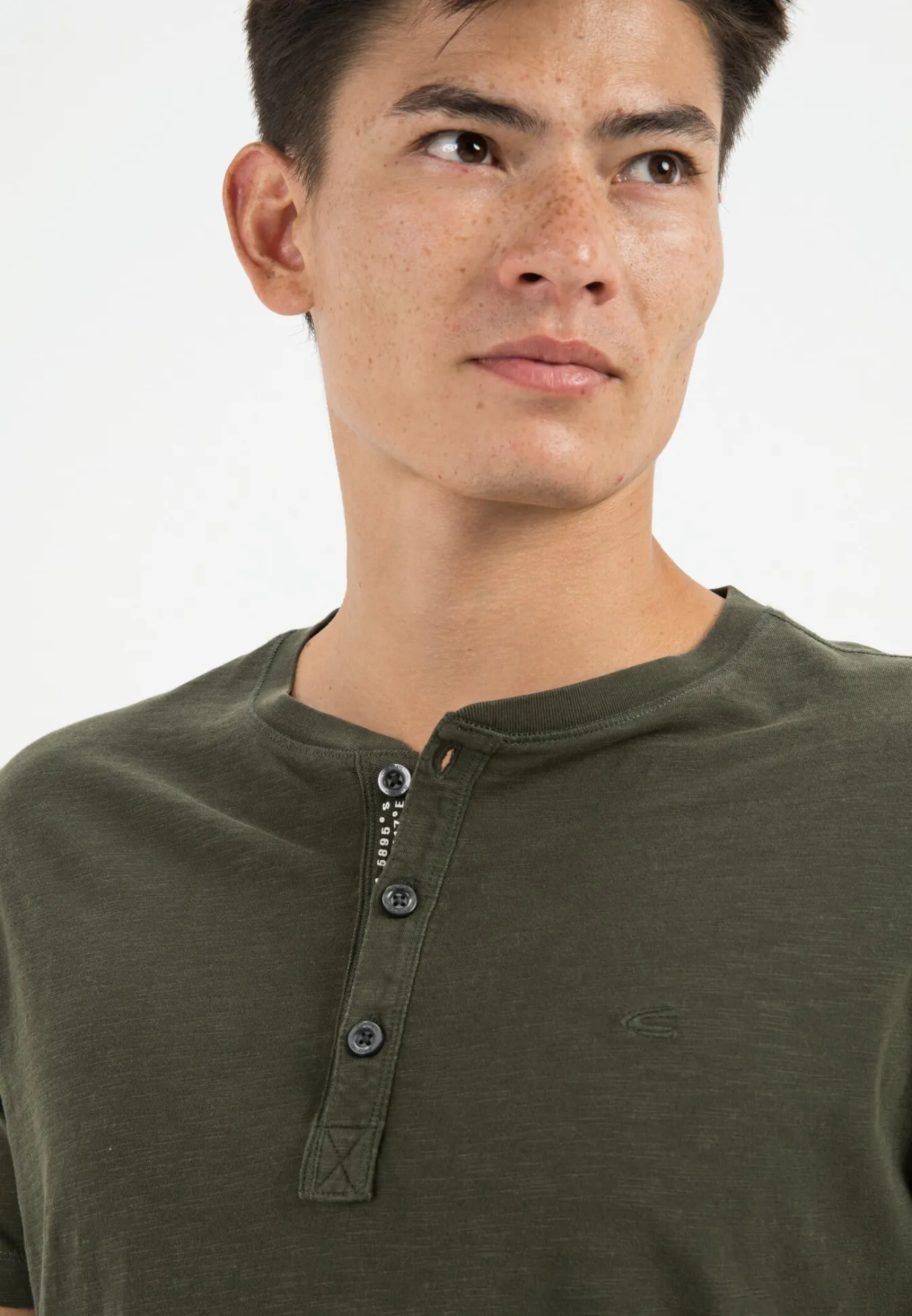 Herren Camel Active T-Shirts & Polos^Henley Shirt mit kurzem Arm aus reiner Baumwolle