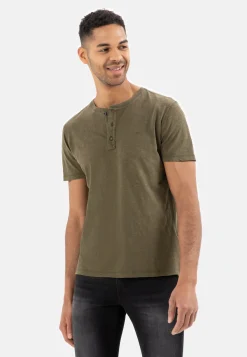 Herren Camel Active T-Shirts & Polos^Henley Shirt mit kurzem Arm aus reiner Baumwolle