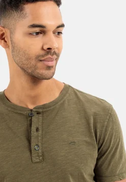 Herren Camel Active T-Shirts & Polos^Henley Shirt mit kurzem Arm aus reiner Baumwolle