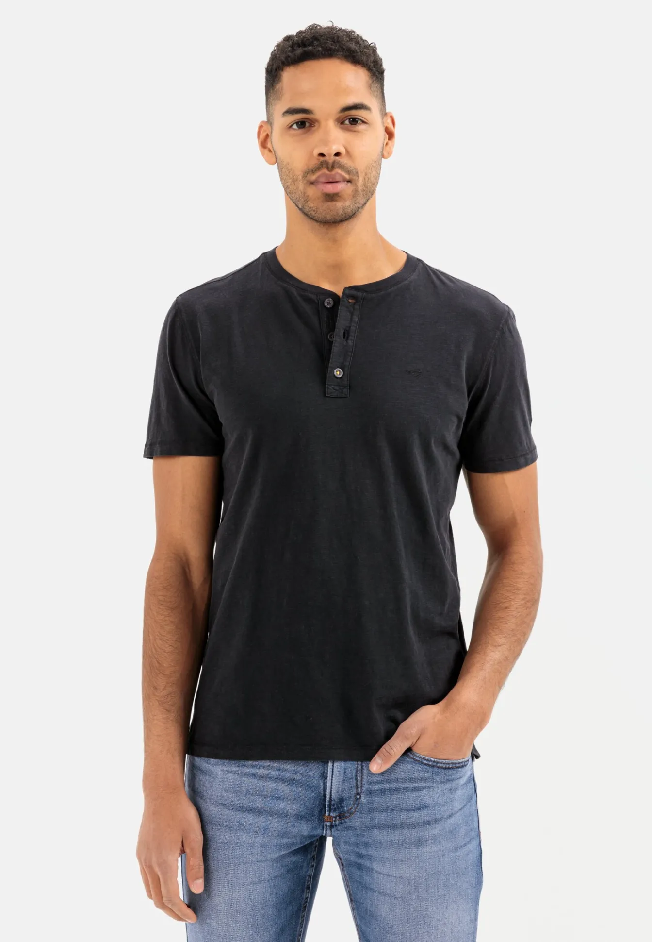 Herren Camel Active T-Shirts & Polos^Henley Shirt mit kurzem Arm aus reiner Baumwolle