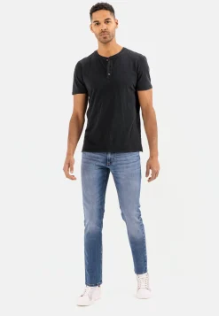 Herren Camel Active T-Shirts & Polos^Henley Shirt mit kurzem Arm aus reiner Baumwolle