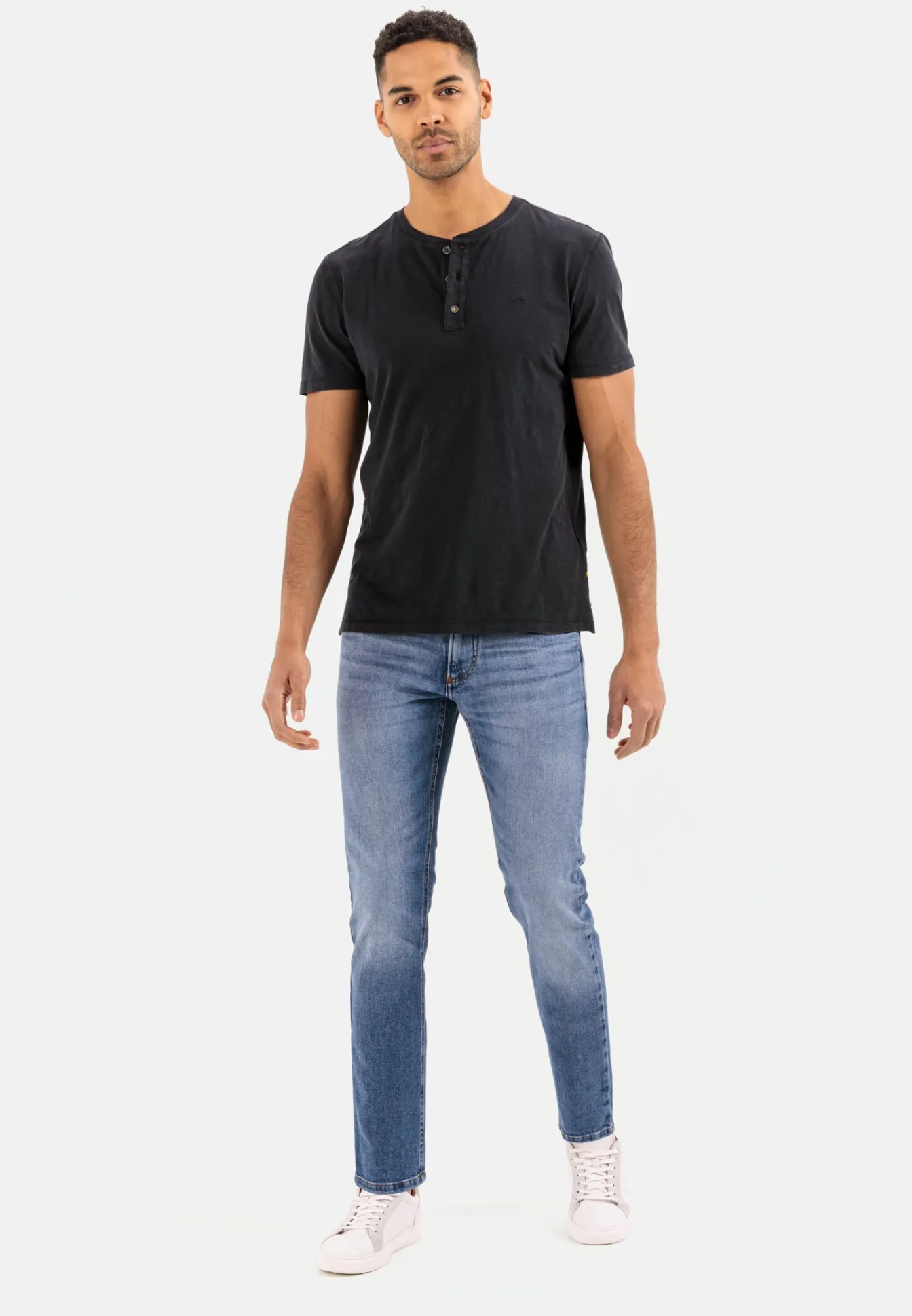 Herren Camel Active T-Shirts & Polos^Henley Shirt mit kurzem Arm aus reiner Baumwolle