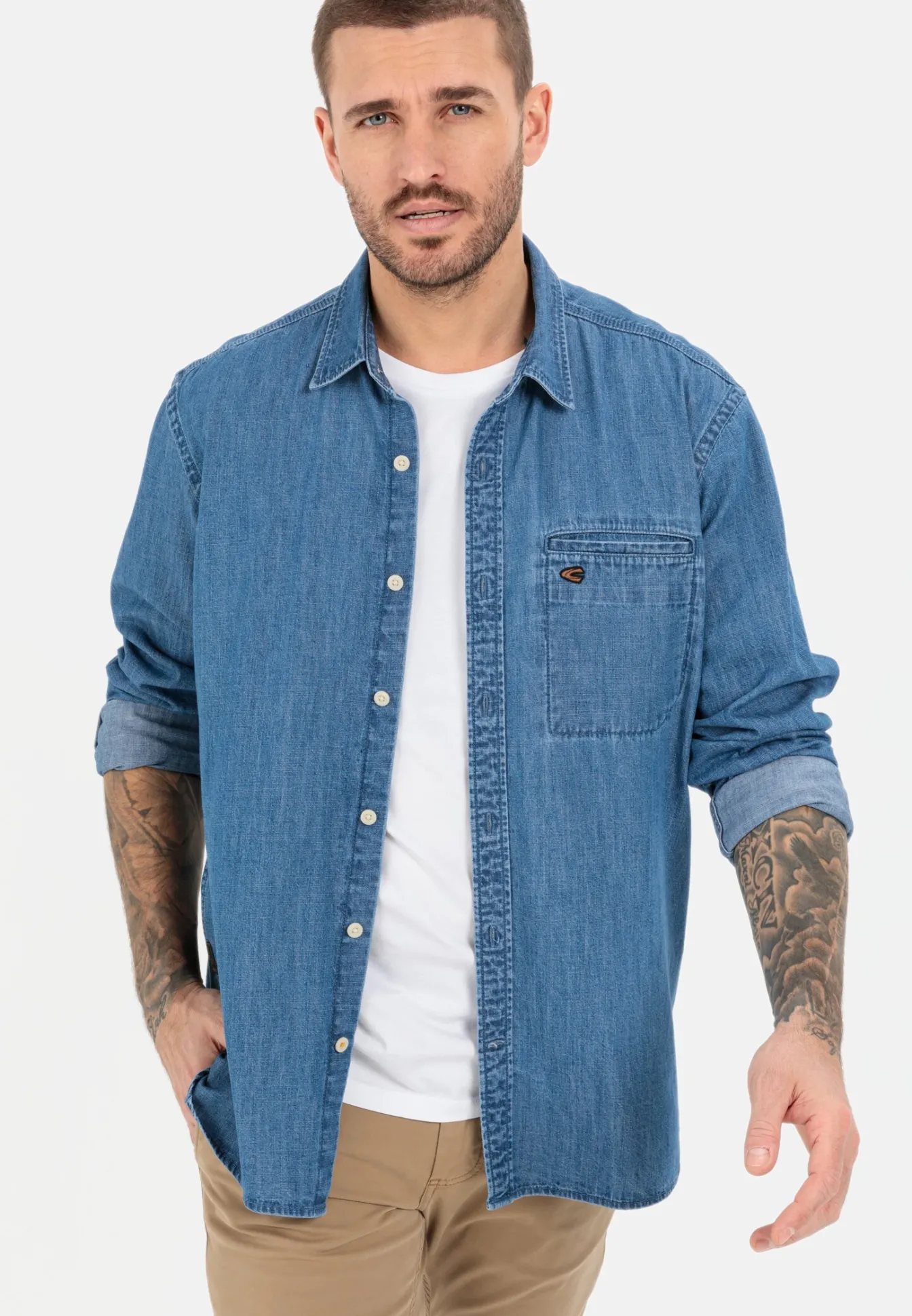 Herren Camel Active Hemden^Jeanshemd aus reiner Baumwolle