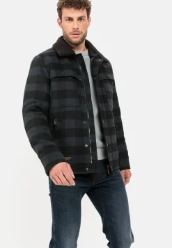 Herren Camel Active Jacken & Westen^Karierte Übergangsjacke mit abnehmbarem Teddykragen