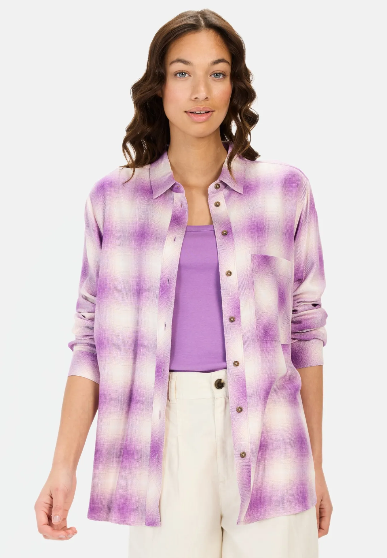 Damen Camel Active Blusen^Karobluse aus reiner Viskose