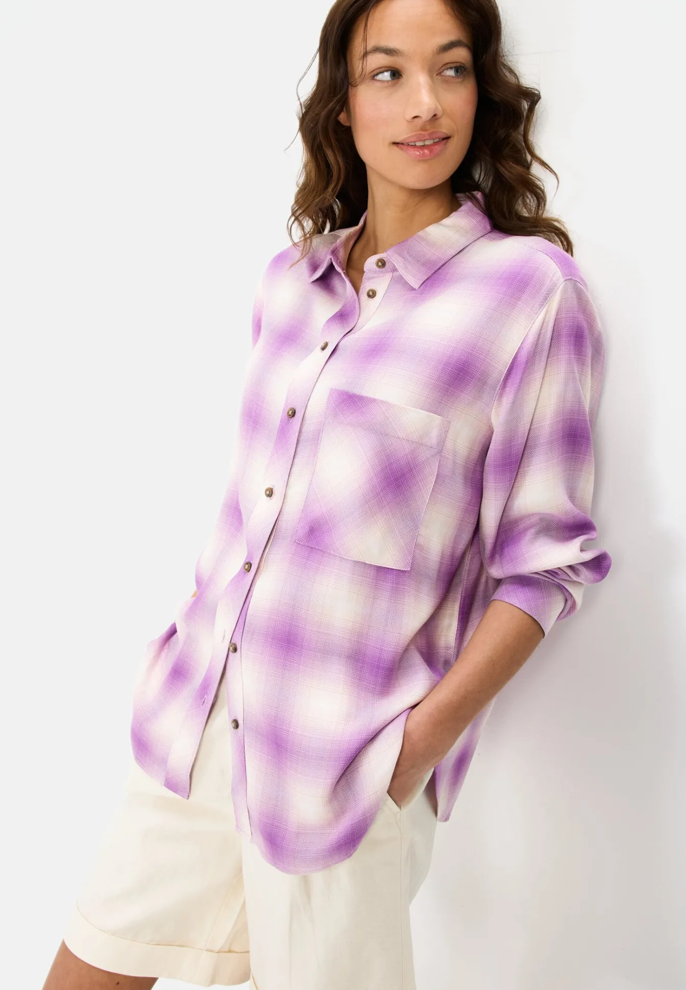 Damen Camel Active Blusen^Karobluse aus reiner Viskose