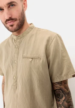 Herren Camel Active Hemden^Kurzarm Hemd aus einem Leinen-Baumwollmix