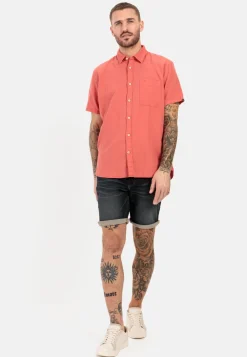 Herren Camel Active Hemden^Kurzarm Hemd aus einem Leinen-Baumwoll-Mix