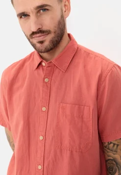 Herren Camel Active Hemden^Kurzarm Hemd aus einem Leinen-Baumwoll-Mix