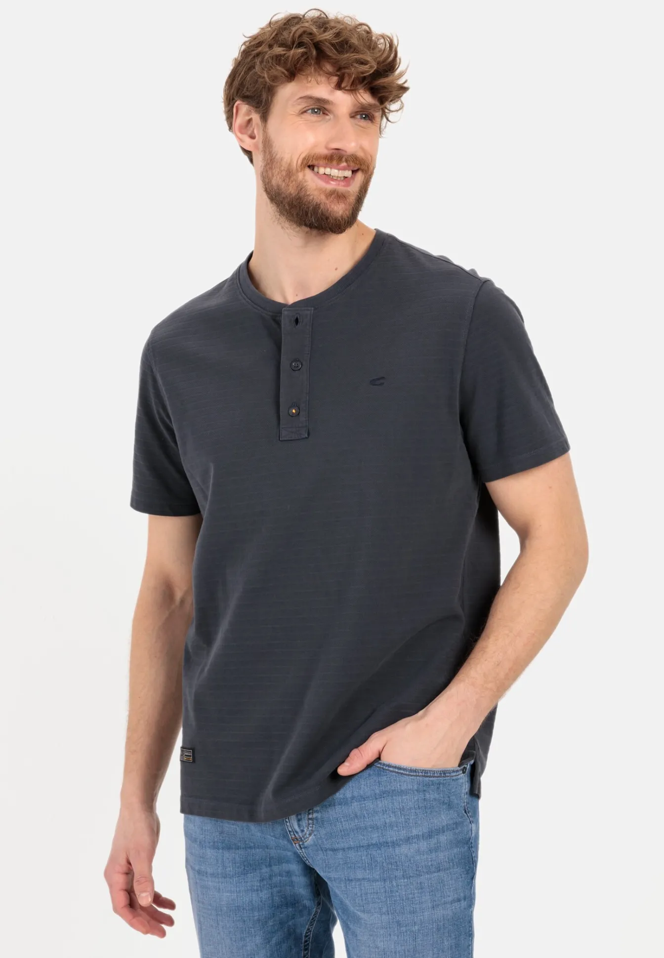 Herren Camel Active T-Shirts & Polos^Kurzarm Henley aus reiner Baumwolle