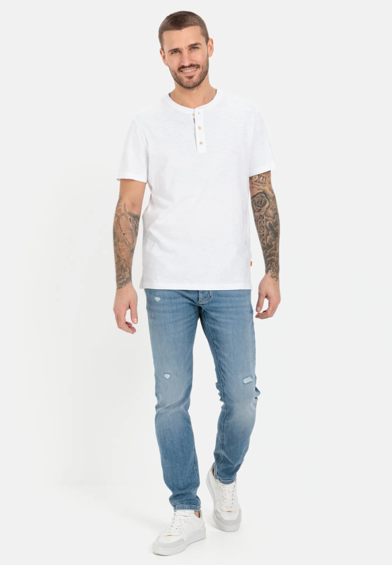 Herren Camel Active T-Shirts & Polos^Kurzarm Henleyshirt aus reiner Baumwolle
