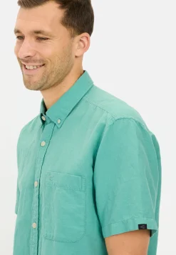 Herren Camel Active Hemden^Kurzarmhemd aus einem Baumwoll-Leinenmix