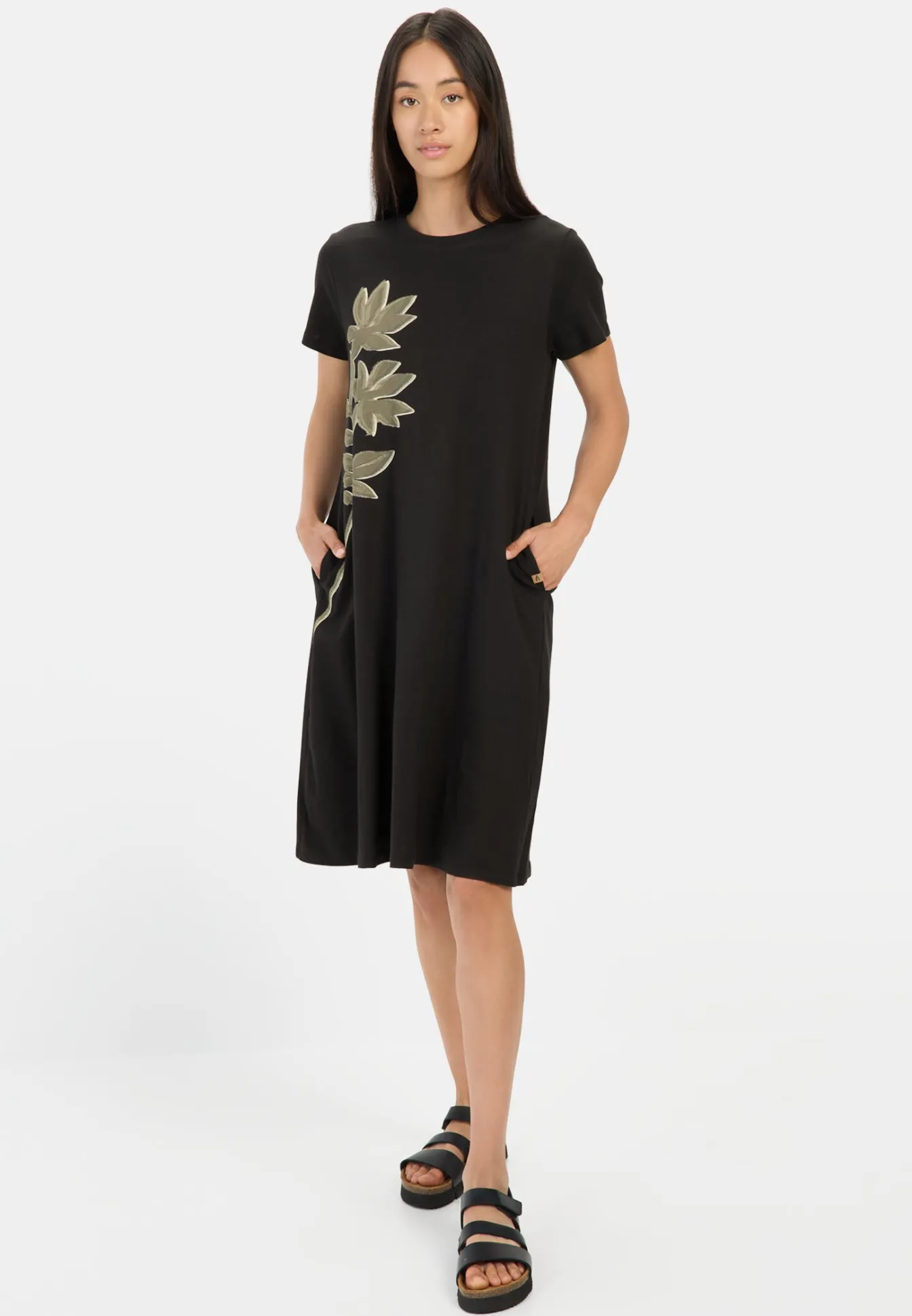 Damen Camel Active Kleider^Kurzes T-Shirt-Kleid mit Blumenprint