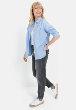 Damen Camel Active Blusen^Langarm Bluse aus reiner Baumwolle