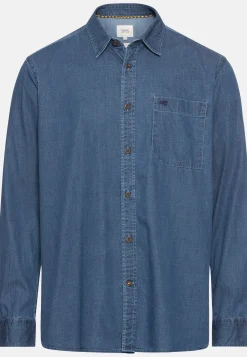Herren Camel Active Hemden^Langarm Hemd in Denim-Optik