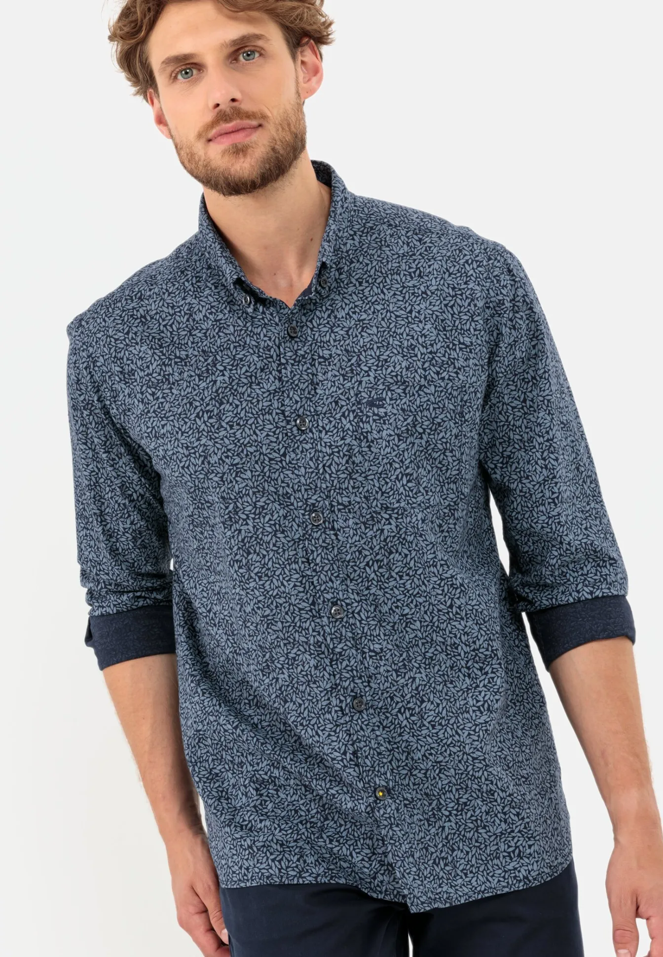 Herren Camel Active Hemden^Langarm Hemd mit Allover-Print