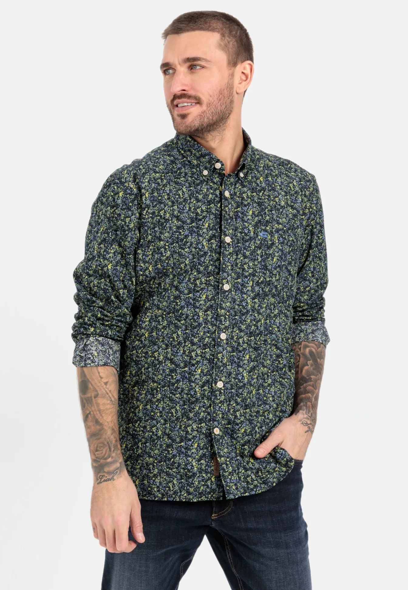 Herren Camel Active Hemden^Langarm Hemd mit Allover-Print