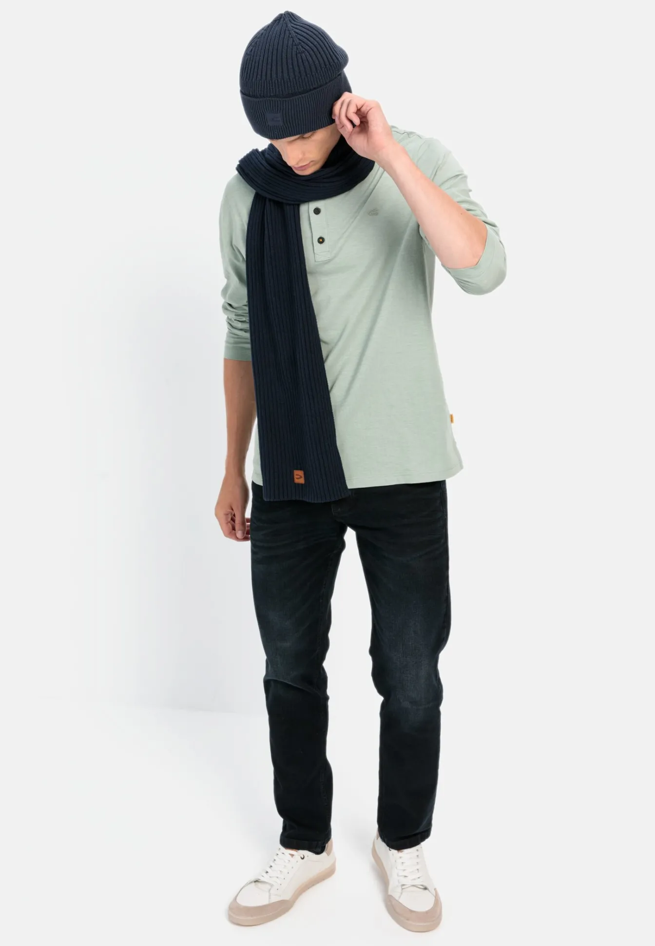 Herren Camel Active T-Shirts & Polos^Langarm Henley aus reiner Baumwolle