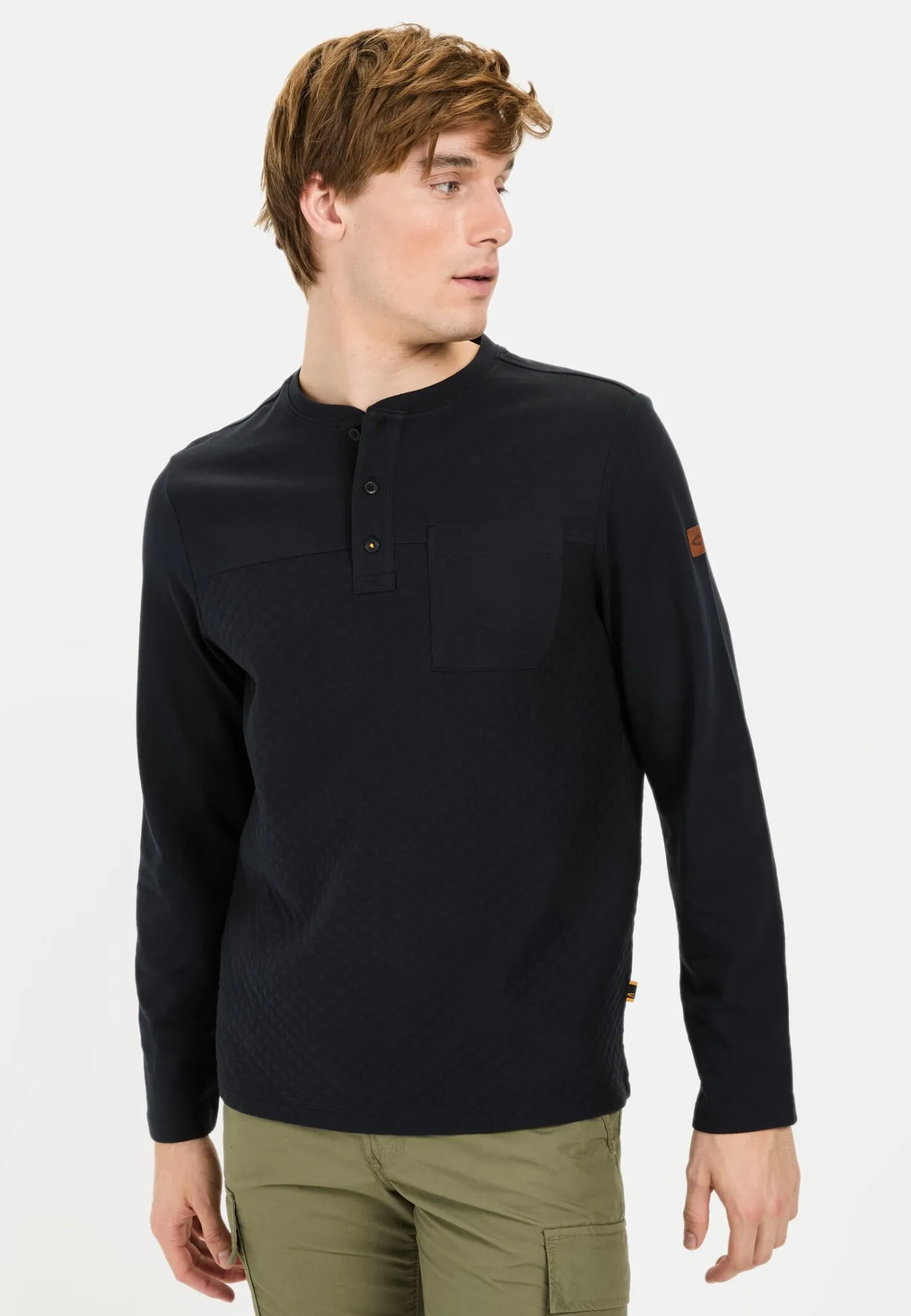 Herren Camel Active T-Shirts & Polos^Langarm Henley mit Brusttasche