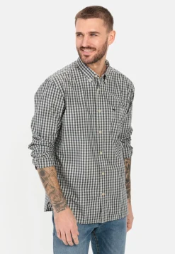 Herren Camel Active Hemden^Langarm Shirt aus reiner Baumwolle mit Button-Down-Kragen