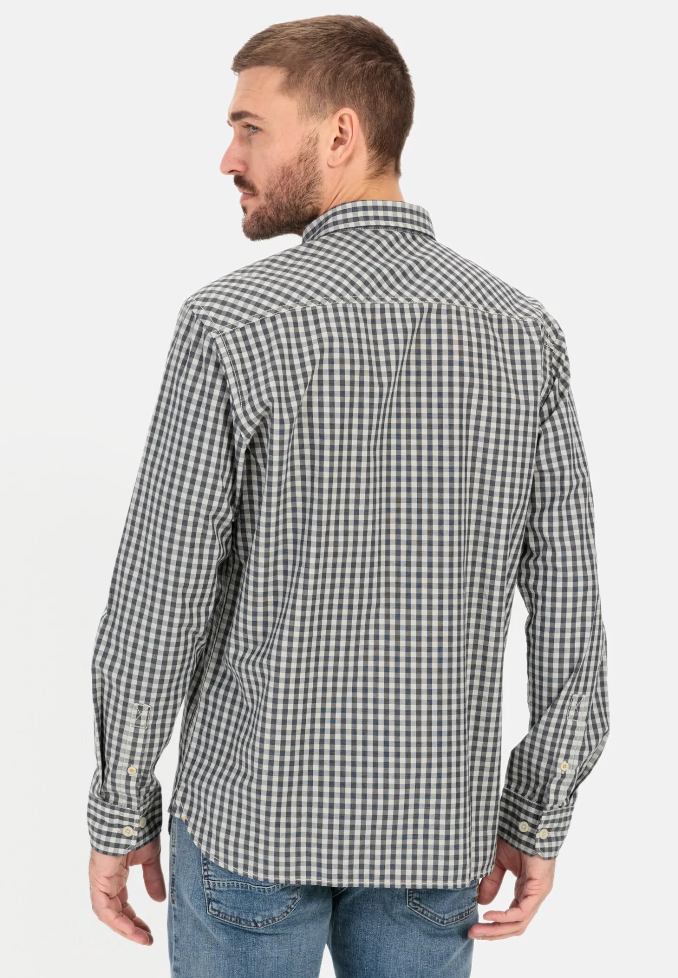 Herren Camel Active Hemden^Langarm Shirt aus reiner Baumwolle mit Button-Down-Kragen