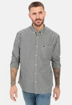 Herren Camel Active Hemden^Langarm Shirt aus reiner Baumwolle mit Button-Down-Kragen
