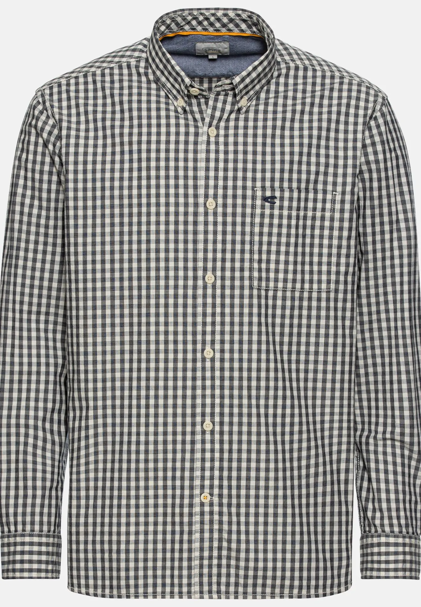 Herren Camel Active Hemden^Langarm Shirt aus reiner Baumwolle mit Button-Down-Kragen