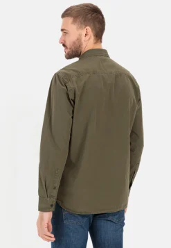 Herren Camel Active Hemden^Langarm Shirt aus reiner Baumwolle mit Button-Down Kragen und Brusttasche