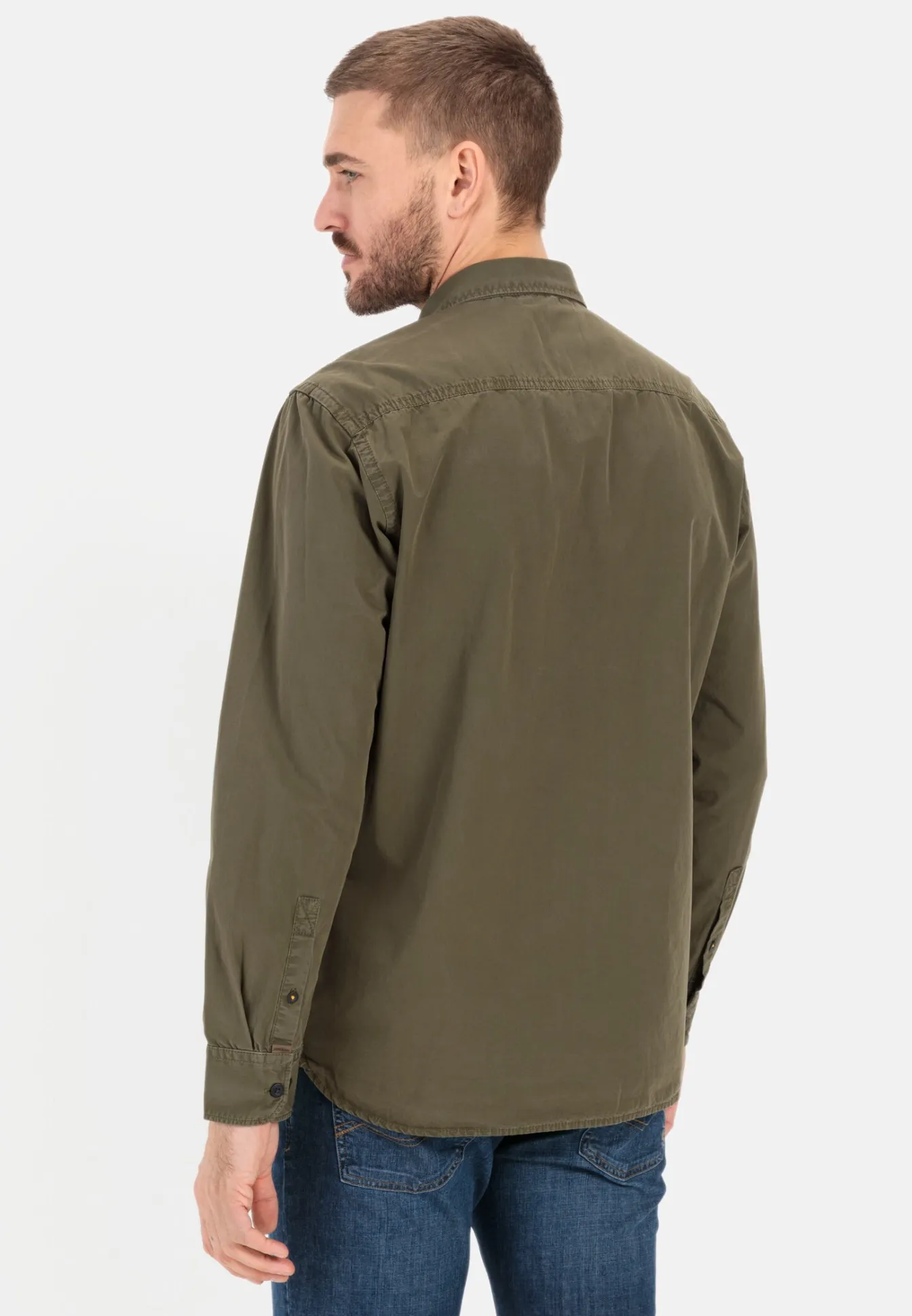 Herren Camel Active Hemden^Langarm Shirt aus reiner Baumwolle mit Button-Down Kragen und Brusttasche