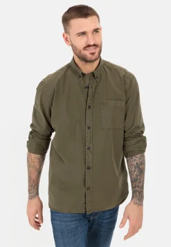 Herren Camel Active Hemden^Langarm Shirt aus reiner Baumwolle mit Button-Down Kragen und Brusttasche