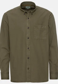 Herren Camel Active Hemden^Langarm Shirt aus reiner Baumwolle mit Button-Down Kragen und Brusttasche