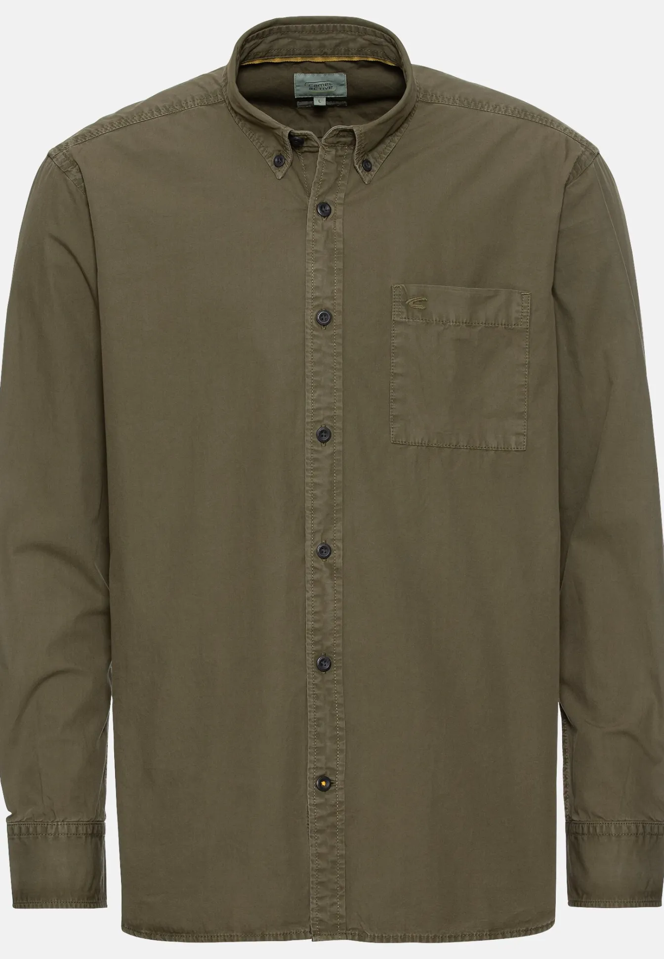 Herren Camel Active Hemden^Langarm Shirt aus reiner Baumwolle mit Button-Down Kragen und Brusttasche