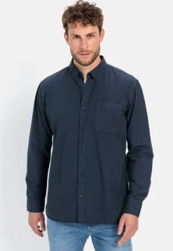 Herren Camel Active Hemden^Langarm Shirt aus reiner Baumwolle mit Button-Down Kragen und Brusttasche