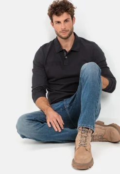 Herren Camel Active T-Shirts & Polos^Langarm-Poloshirt aus reiner Baumwolle