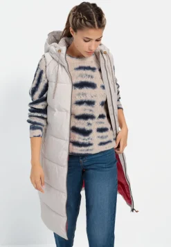 Damen Camel Active Jacken & Westen^Lange Pufferweste mit Kapuze