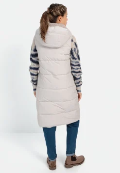 Damen Camel Active Jacken & Westen^Lange Pufferweste mit Kapuze