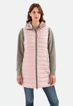 Damen Camel Active Jacken & Westen^Lange Steppweste mit Kapuze