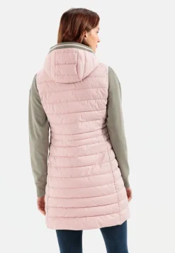 Damen Camel Active Jacken & Westen^Lange Steppweste mit Kapuze
