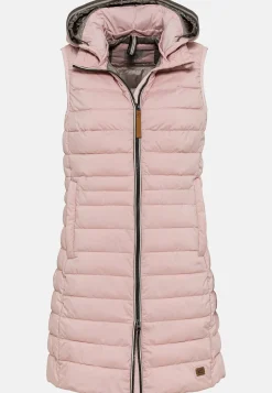 Damen Camel Active Jacken & Westen^Lange Steppweste mit Kapuze